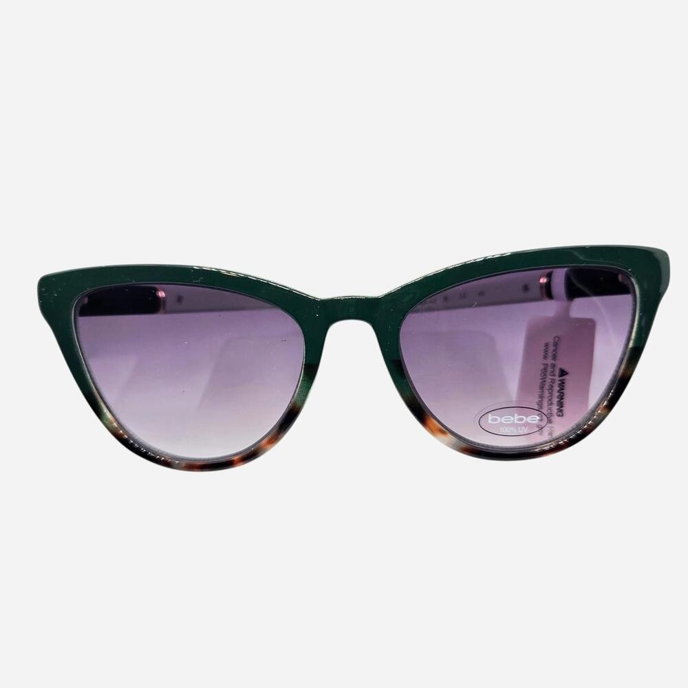 Bebe Women's Cat Eye Sunglasses Green w Tortoiseshell bottom Frame